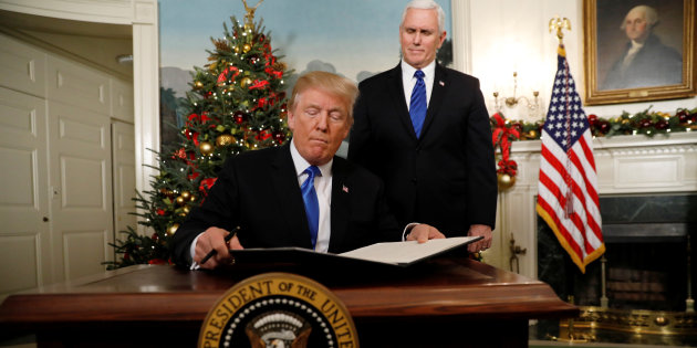 Trump announces that the United States recognizes Jerusalem as the capital of Israel in Washington
