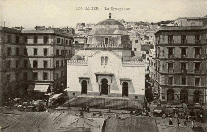 The synagogue, Algiers, Algeria (b/w photo)
