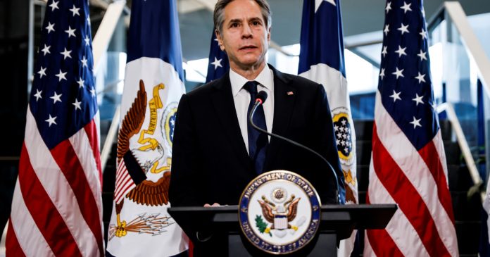 Newly confirmed U.S. Secretary of State Antony Blinken participates in State Department welcome ceremony in Washington