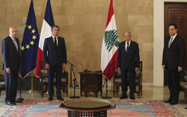 Emmanuel Macron, Michel Aoun, Hassan Diab, Nabih Berri