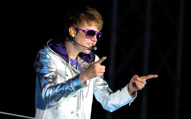 Canadian pop star Justin Bieber performes on a concert in Tel Aviv